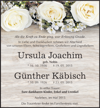 Traueranzeige von Ursula und Günther  von Mitteldeutsche Zeitung Mansfelder Land