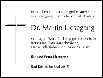 Traueranzeige von Martin Liesegang von Mitteldeutsche Zeitung Naumburg/Nebra