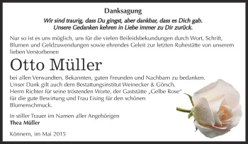 Traueranzeige von Otto Müller von Super Sonntag Bernburg