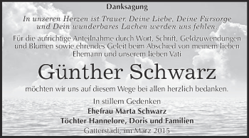 Traueranzeige von Günther Schwarz von Super Sonntag Merseburg