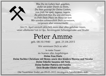 Traueranzeige von Peter Amme von Mitteldeutsche Zeitung Merseburg/Querfurt