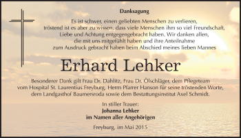 Traueranzeige von Erhard Lehker von Mitteldeutsche Zeitung