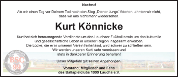 Traueranzeige von Kurt Könnicke von Mitteldeutsche Zeitung Naumburg/Nebra