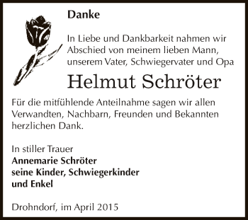 Traueranzeige von Helmut Schröter von WVG - Wochenspiegel Bernburg