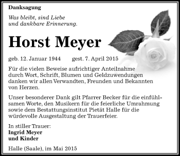 Traueranzeige von Horst Meyer von Mitteldeutsche Zeitung Halle/Saalkreis