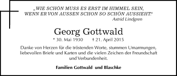 Traueranzeige von Georg Gottwald von Mitteldeutsche Zeitung Bitterfeld