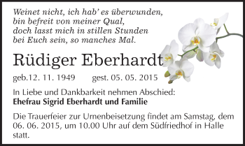 Traueranzeige von Rüdiger Eberhardt von Mitteldeutsche Zeitung Halle/Saalkreis