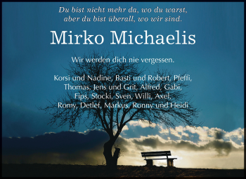 Traueranzeige von Mirko Michaelis von WVG - Wochenspiegel Dessau / Köthen