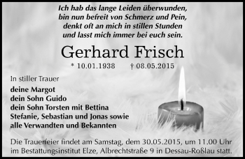 Traueranzeige von Gerhard Frisch von Mitteldeutsche Zeitung Dessau-Roßlau