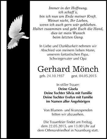 Traueranzeige von Gerhard Mönch von Mitteldeutsche Zeitung Naumburg/Nebra