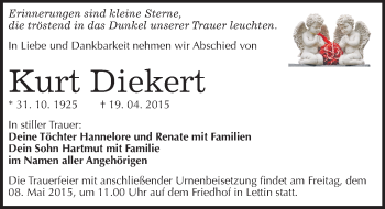 Traueranzeige von Kurt Dieker von Mitteldeutsche Zeitung Halle/Saalkreis