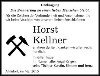 Traueranzeige von Horst Kellner von Mitteldeutsche Zeitung Mansfelder Land