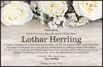Traueranzeige von Lothar Herrling von Mitteldeutsche Zeitung Merseburg/Querfurt