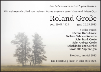 Traueranzeige von Roland Große von Mitteldeutsche Zeitung Naumburg/Nebra