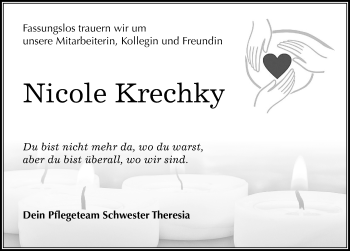 Traueranzeige von Nicole Krechky von Mitteldeutsche Zeitung Merseburg/Querfurt