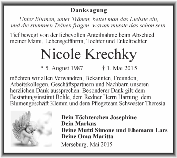 Traueranzeige von Nicole Krechky von Super Sonntag Merseburg