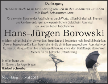Traueranzeige von Hans-Jürgen Borowski von WVG - Wochenspiegel NMB / WSF / ZTZ