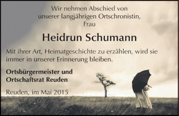 Traueranzeige von Heidrun Schumann von Mitteldeutsche Zeitung Zeitz