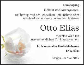 Traueranzeige von Otto Elias von WVG - Wochenspiegel Merseburg