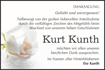 Traueranzeige von Kurt Kunth von WVG - Wochenspiegel Merseburg