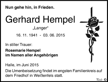 Traueranzeige von Gerhard Hempel von Mitteldeutsche Zeitung