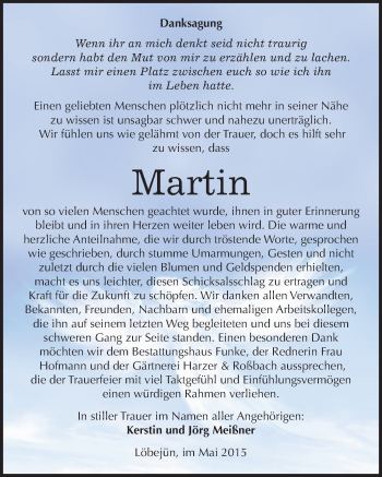 Traueranzeige von Martin  von Mitteldeutsche Zeitung Halle/Saalkreis