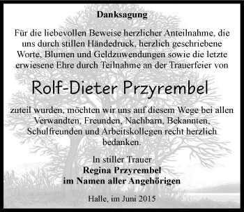 Traueranzeige von Rolf-Dieter Przyrembel von Mitteldeutsche Zeitung