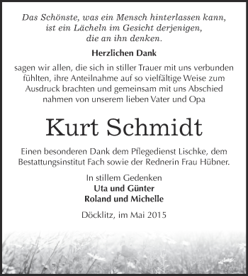 Traueranzeige von Kurt Schmidt von WVG - Wochenspiegel Merseburg