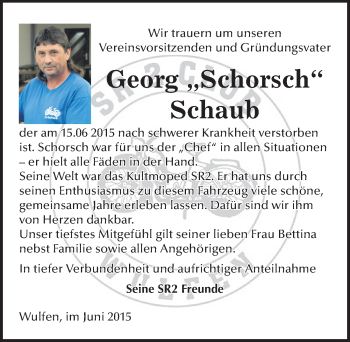 Traueranzeige von Georg Schaub von Mitteldeutsche Zeitung Köthen