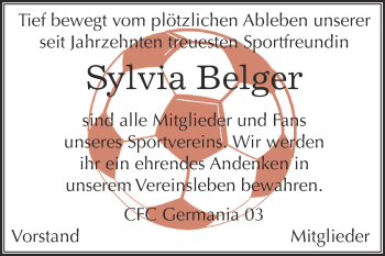 Traueranzeige von Sylvia Belger von WVG - Wochenspiegel Dessau / Köthen