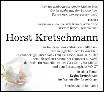 Traueranzeige von Horst Kretschmann von Super Sonntag SGH Mansf. Land