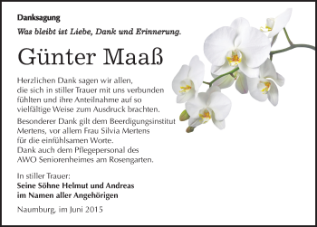 Traueranzeige von Günter Maaß von Mitteldeutsche Zeitung Naumburg/Nebra