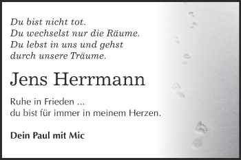 Traueranzeige von Jens Herrmann von Super Sonntag Wittenberg