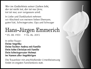 Traueranzeige von Hans-Jürgen Emmerich von Mitteldeutsche Zeitung Halle/Saalkreis
