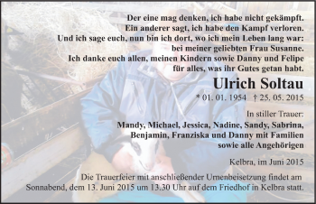 Traueranzeige von Ulrich Soltau von Mitteldeutsche Zeitung Sangerhausen