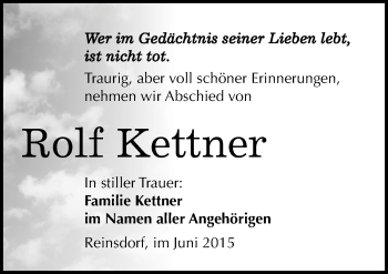 Traueranzeige von Rolf Kettner von Mitteldeutsche Zeitung Naumburg/Nebra
