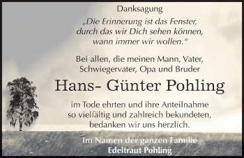 Traueranzeige von Hans-Günter Pohling von Mitteldeutsche Zeitung Zeitz