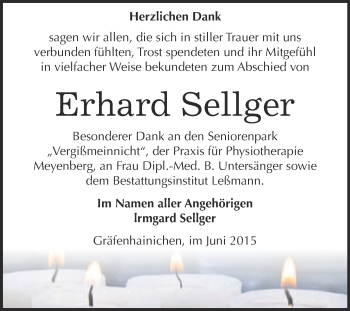 Traueranzeige von Erhard Sellger von WVG - Wochenspiegel Wittenberg