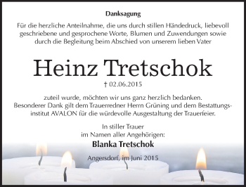 Traueranzeige von Heinz Tretschok von Mitteldeutsche Zeitung Halle/Saalkreis