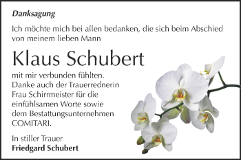 Traueranzeige von Klaus Schubert von Super Sonntag Zeitz