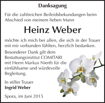 Traueranzeige von Heinz Weber von Mitteldeutsche Zeitung Zeitz