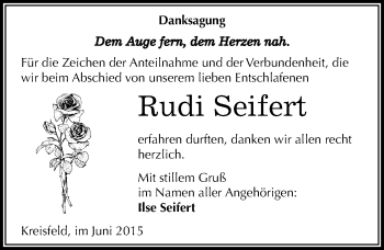 Traueranzeige von Rudi Seifert von Mitteldeutsche Zeitung Mansfelder Land