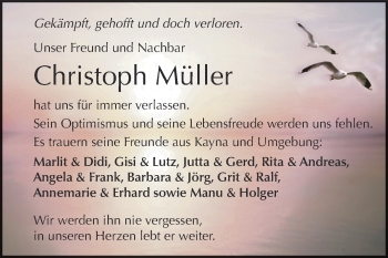 Traueranzeige von Christoph Müller von Super Sonntag Zeitz