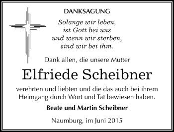Traueranzeige von Elfriede Scheibner von Mitteldeutsche Zeitung Naumburg/Nebra