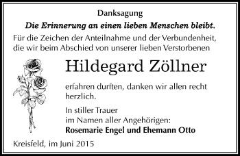 Traueranzeige von Hildegard Zöllner von Mitteldeutsche Zeitung Mansfelder Land
