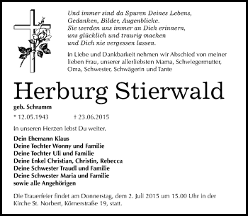 Traueranzeige von Herburg Stierwald von Mitteldeutsche Zeitung Halle/Saalkreis