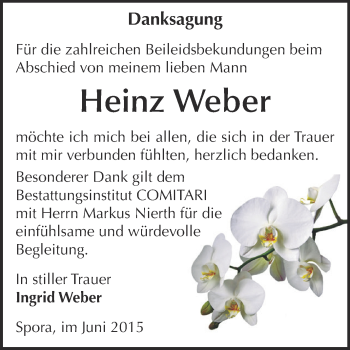 Traueranzeige von Heinz Weber von Super Sonntag Zeitz