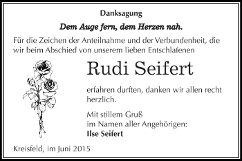 Traueranzeige von Rudi Seifert von Wochenspiegel Mansfelder Land