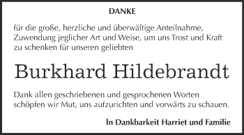 Traueranzeige von Burkhard Michael Hildebrandt von WVG - Wochenspiegel Wittenberg