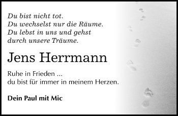 Traueranzeige von Jens Herrmann von Mitteldeutsche Zeitung Wittenberg